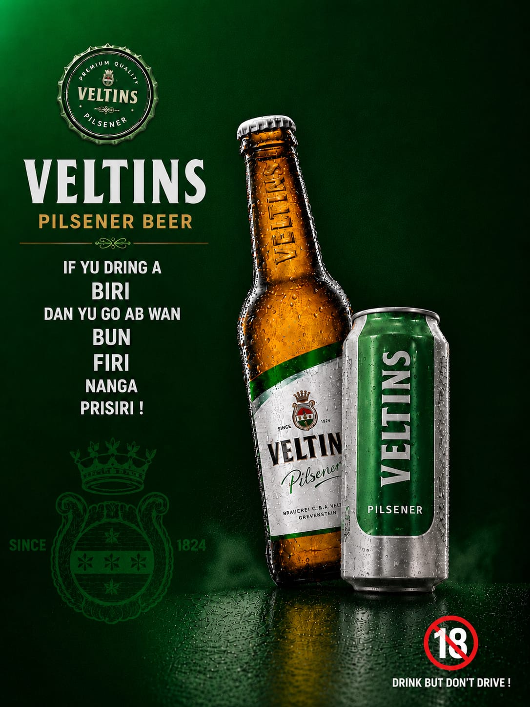 Veltins fles en blikje