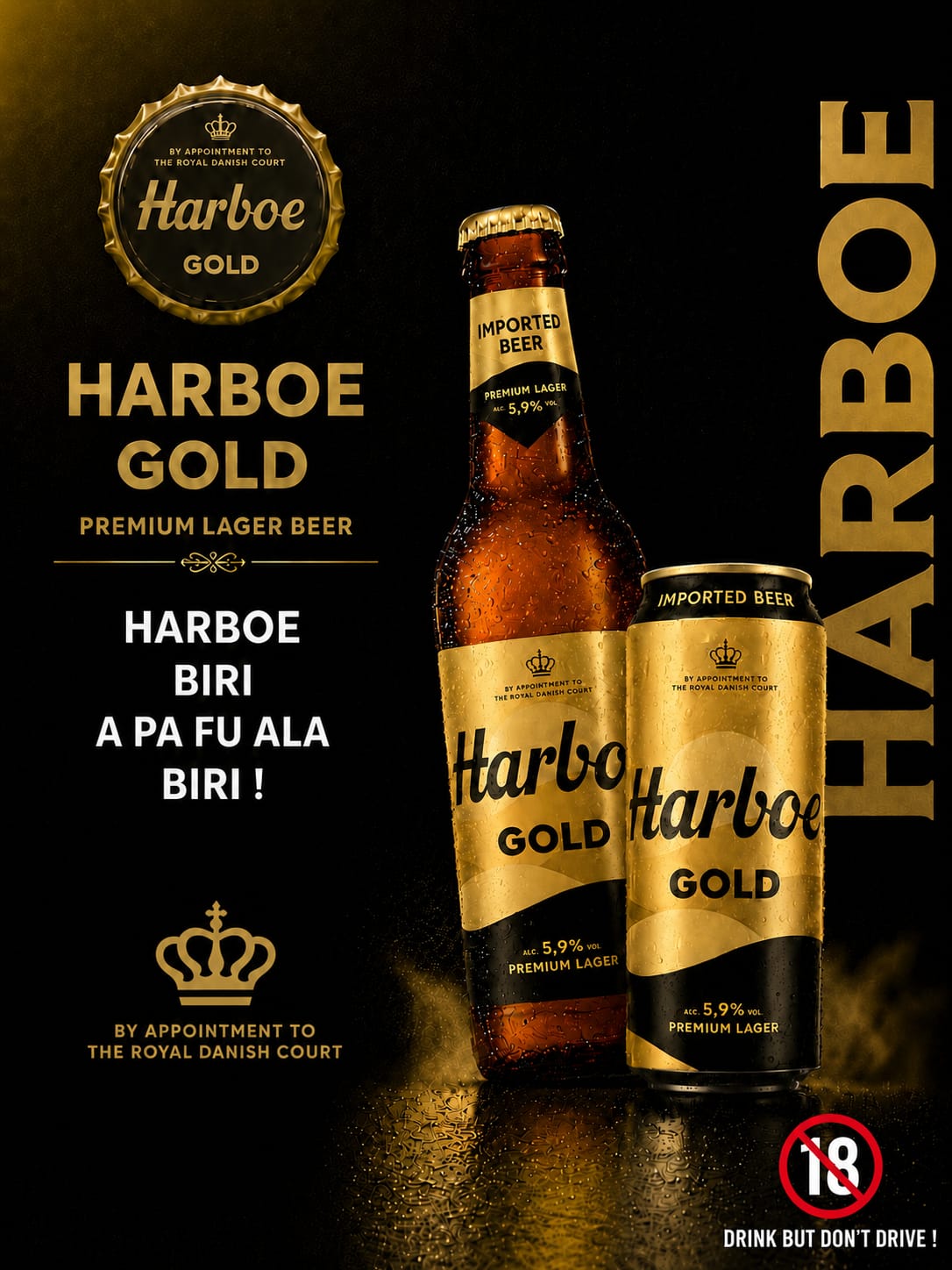 Harboe Gold flesje en blikje